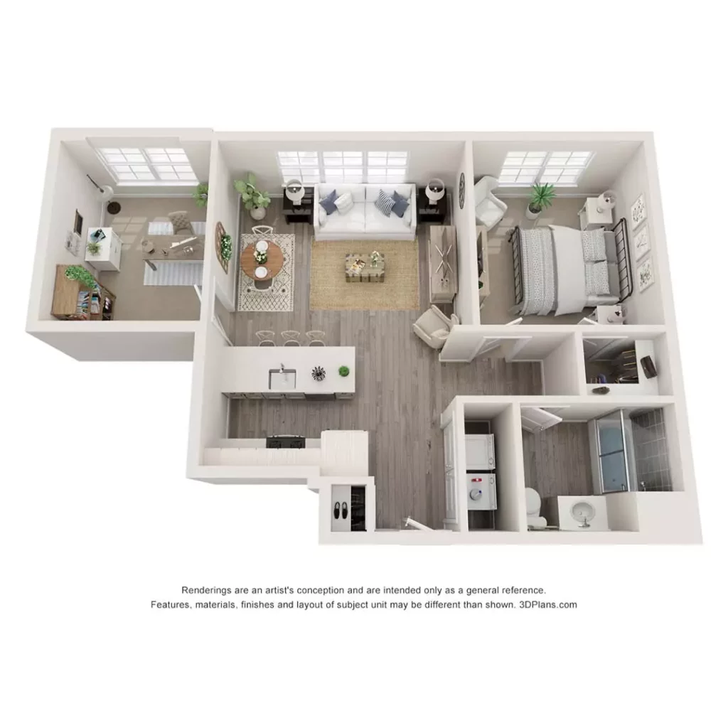 The Mill at Riverside Floor Plan - Fillmore 2 - 1 Bedroom, 1 Bath, 773 square feet