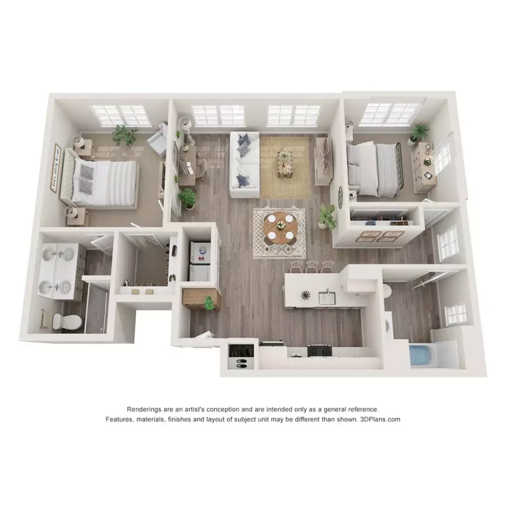 The Mill at Riverside Floor Plan - Progress - 2 Bedroom, 2 Bath, 1,062 square feet